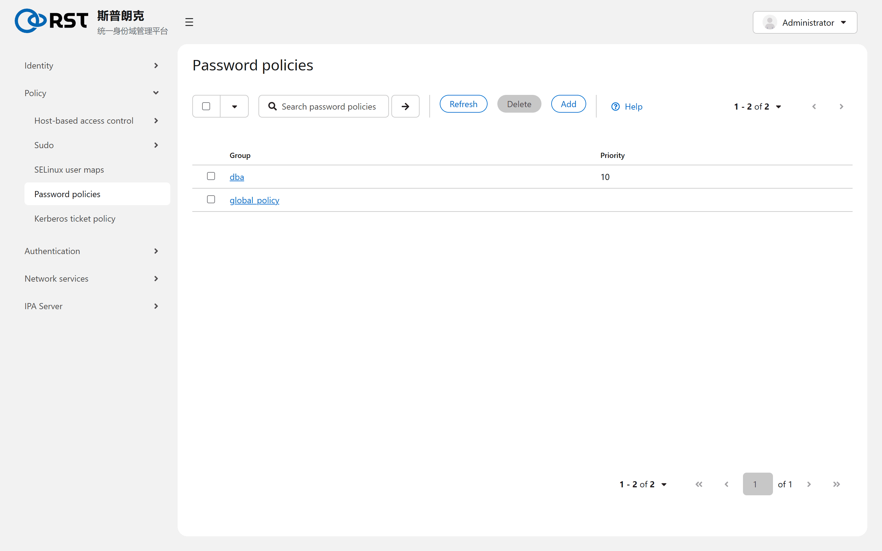 Password policies