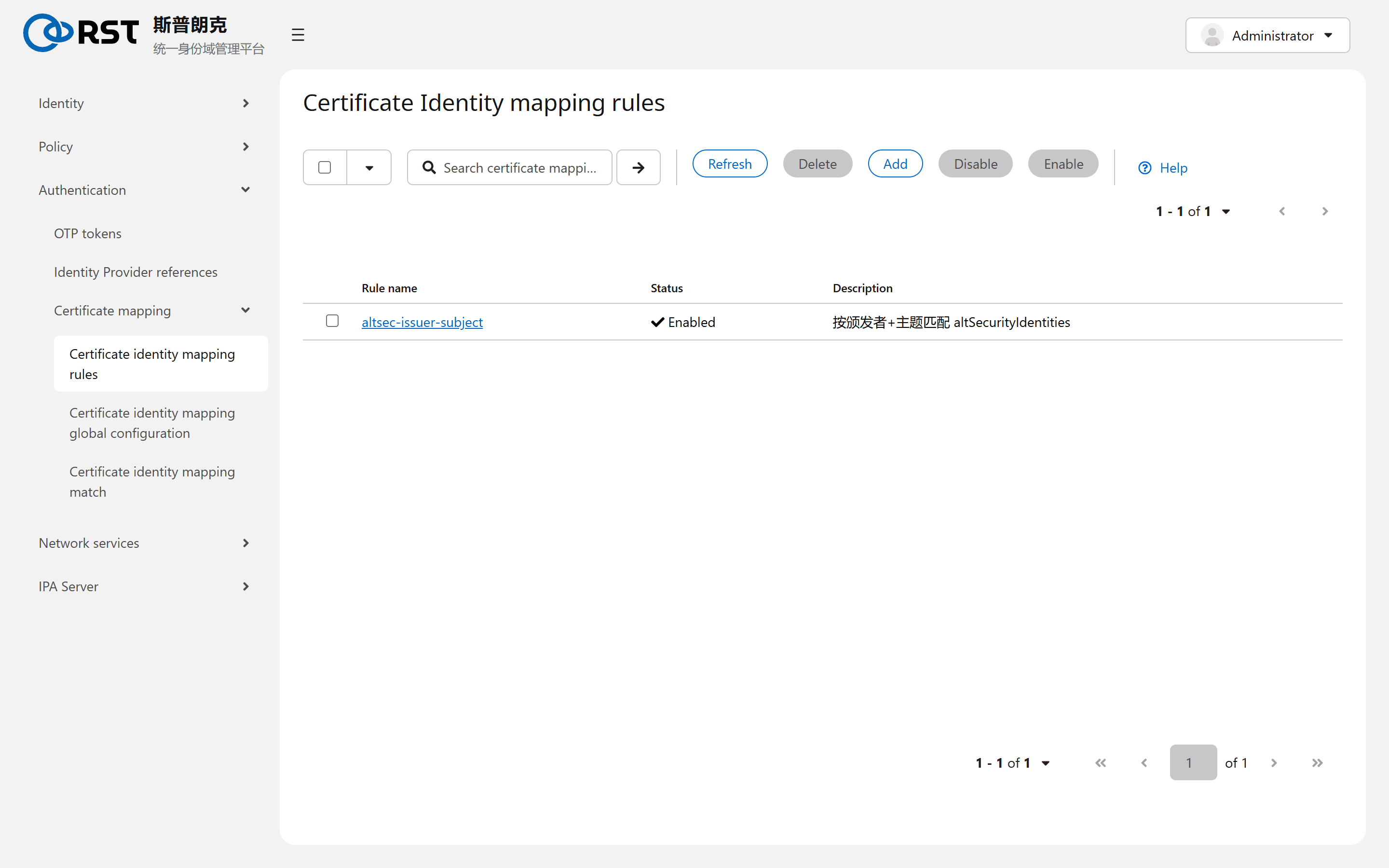 Certificate identity mapping rules