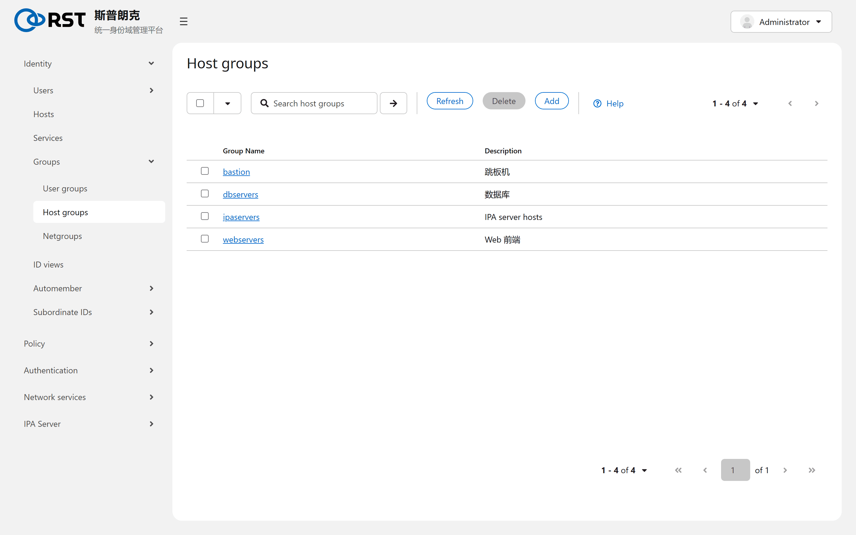 Host groups
