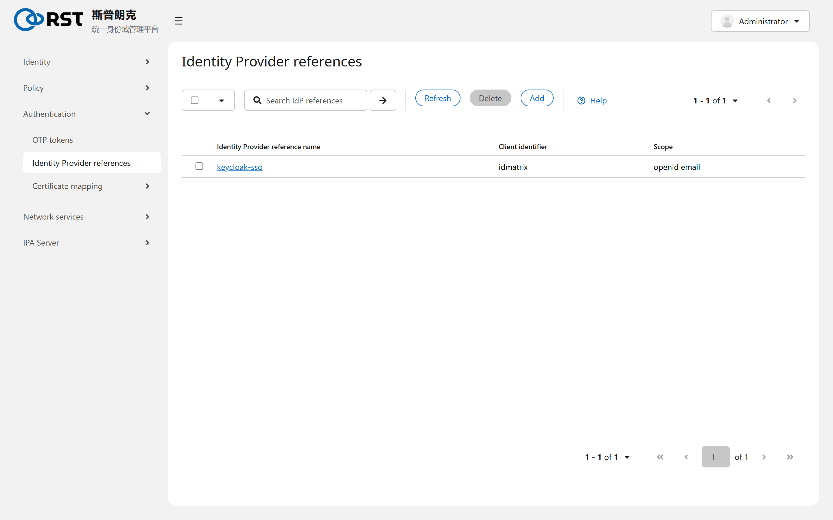 Identity Provider references