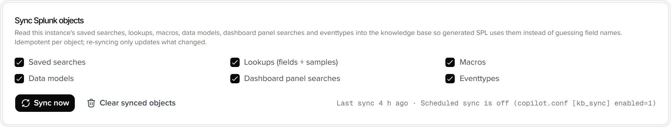 Sync Splunk objects