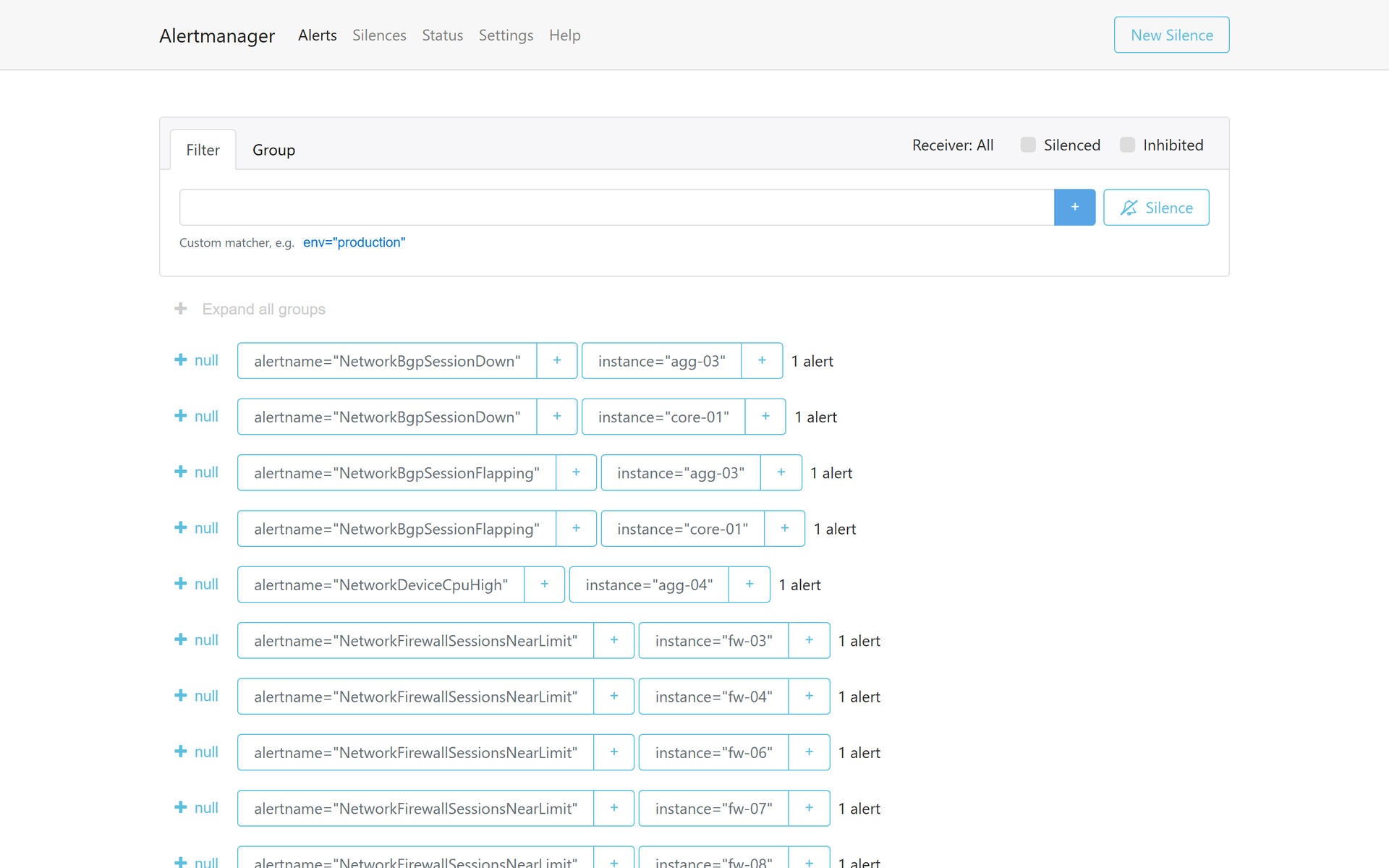 Alertmanager 告警列表(实跑时刻)