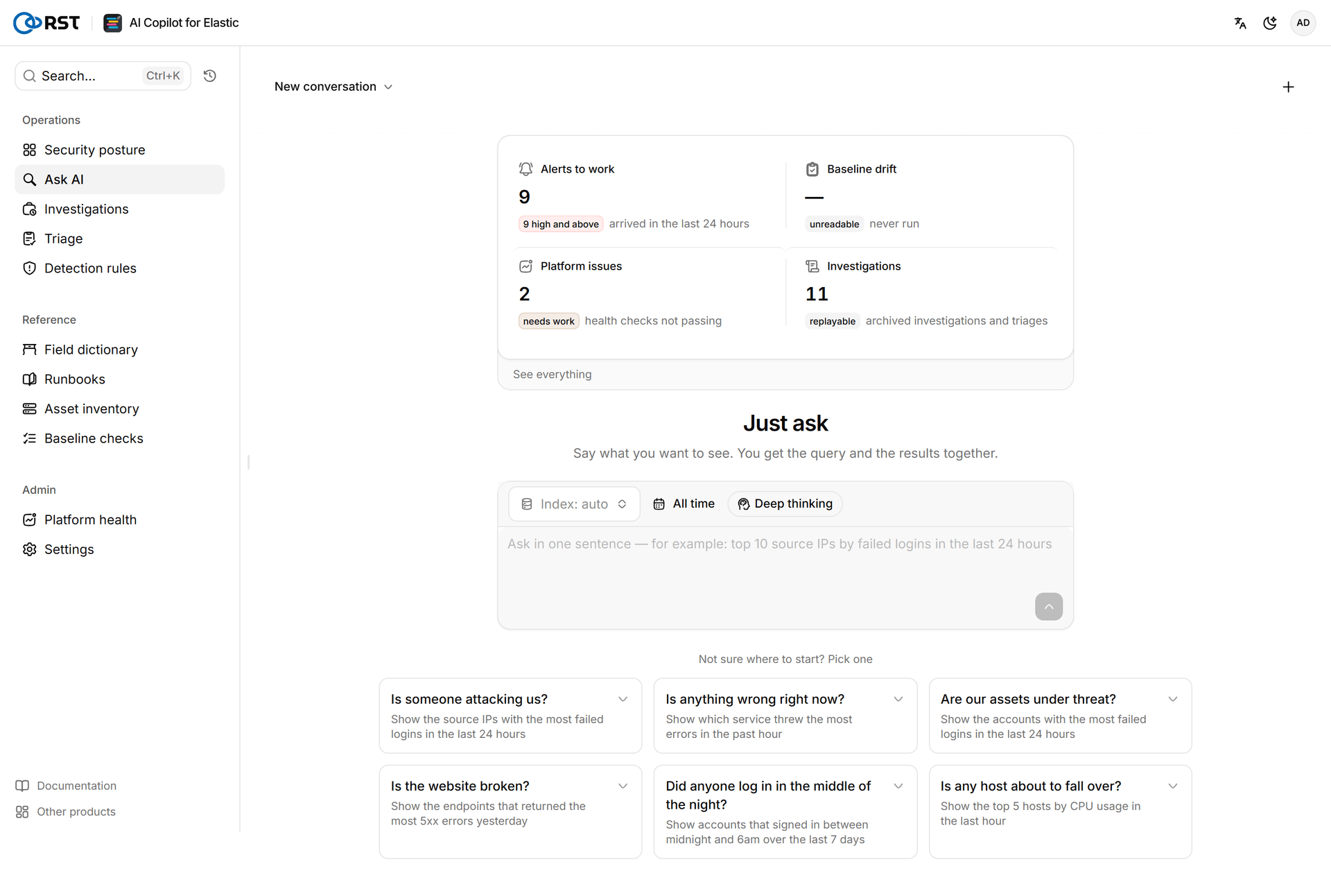 RST AI Copilot for Elastic · Smart Query home