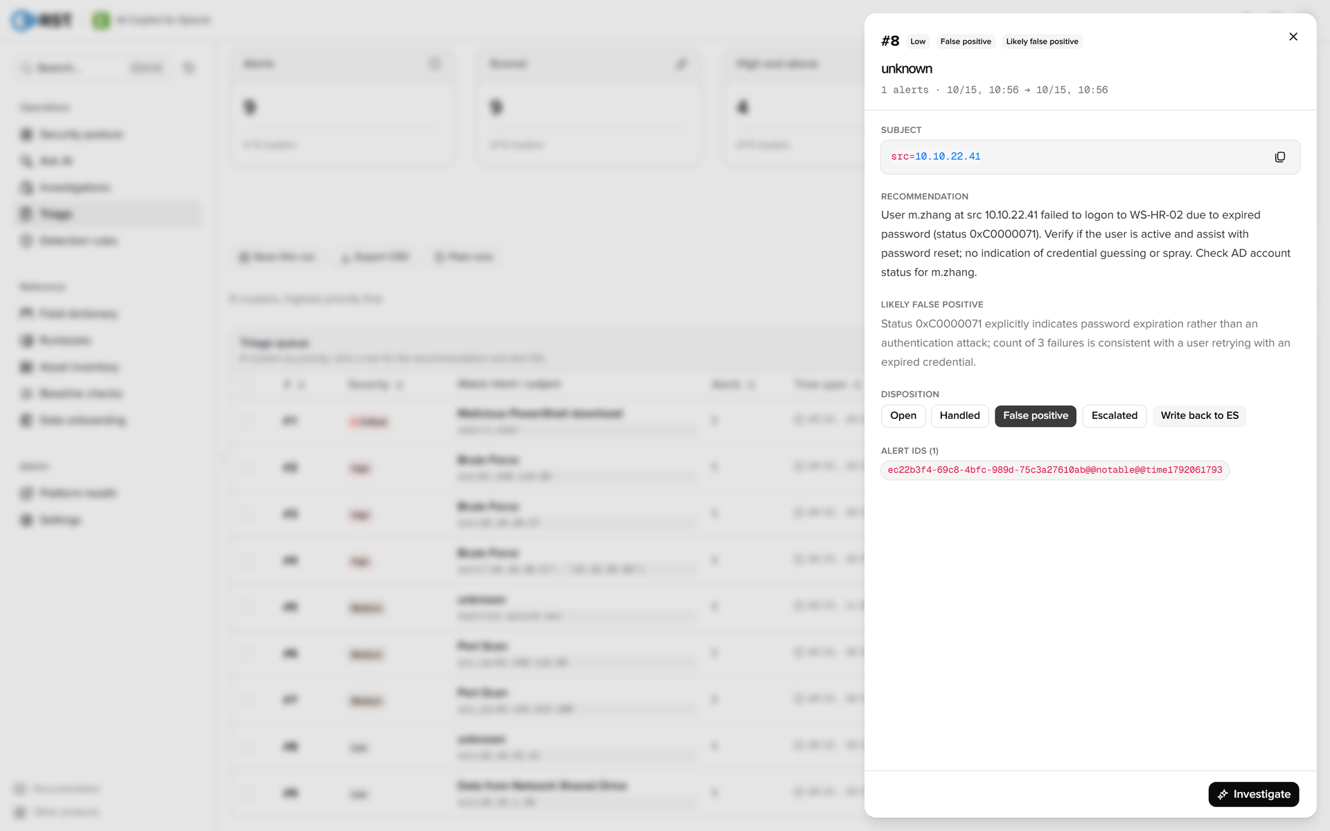 RST AI Copilot for Splunk · Write back to ES