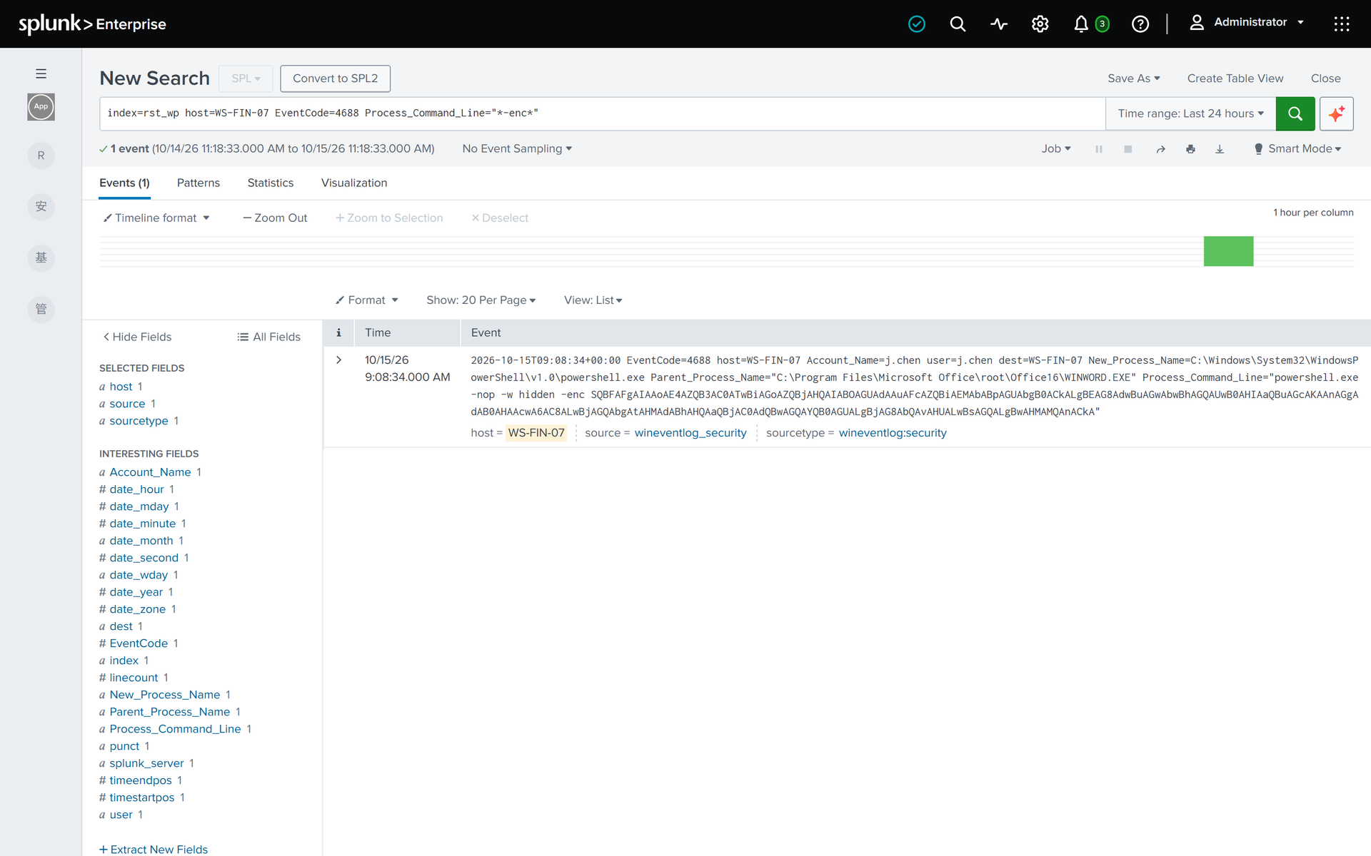 Splunk · PowerShell raw event